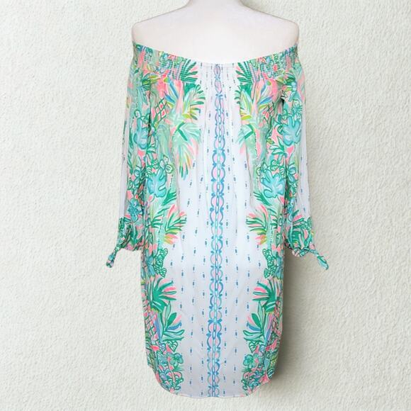 Lilly Pulitzer Women's Maryellen Off-the-shoulder Dress Resort White Size M - Picture 4 of 13